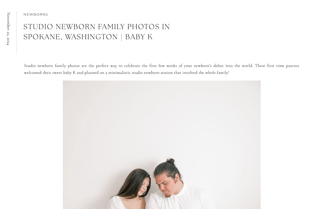 screenshot of blog to show blogging for wedding phtoographers